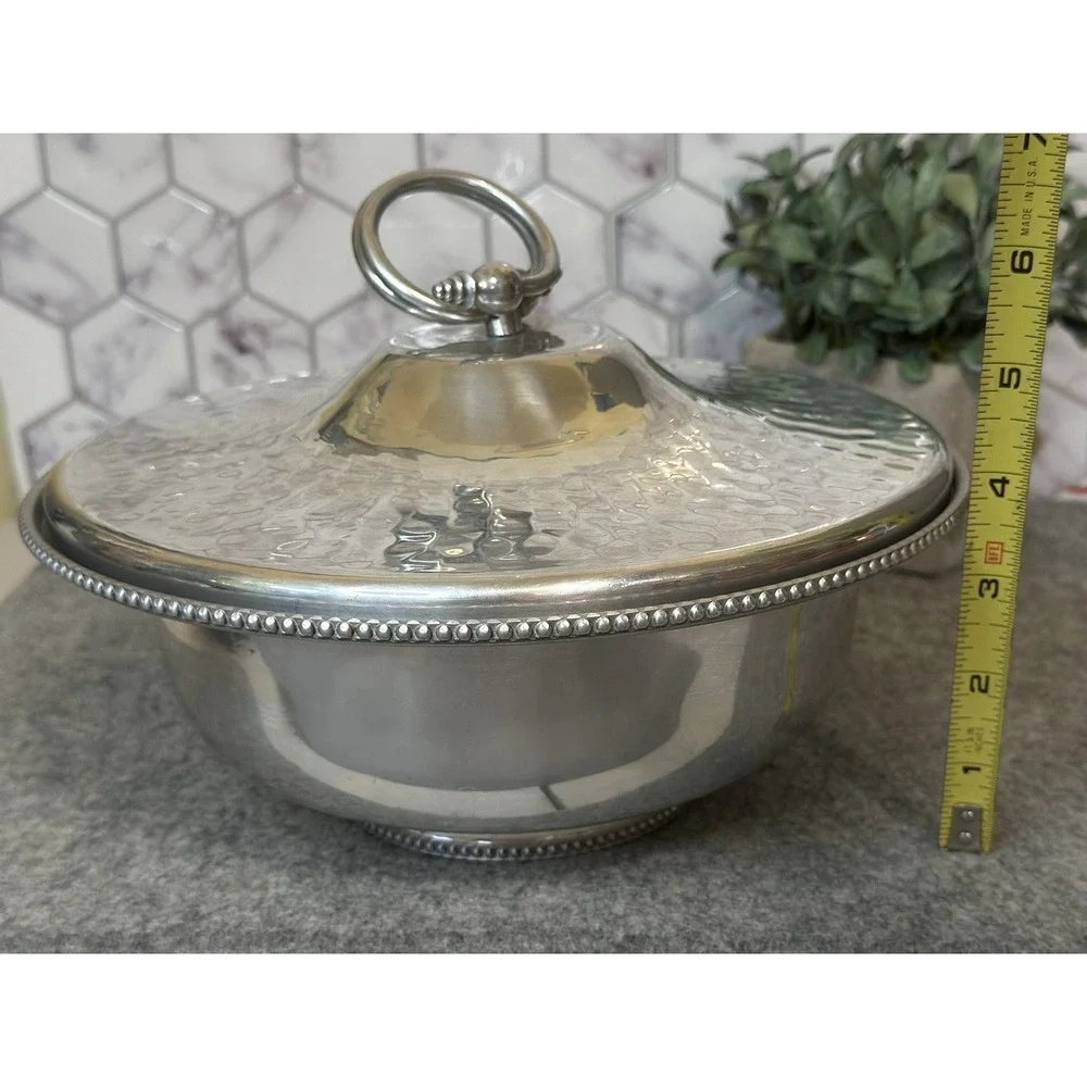 Vintage B.W. Buenilum Hammered Aluminum Casserole Dish With Pyrex Bowl USA